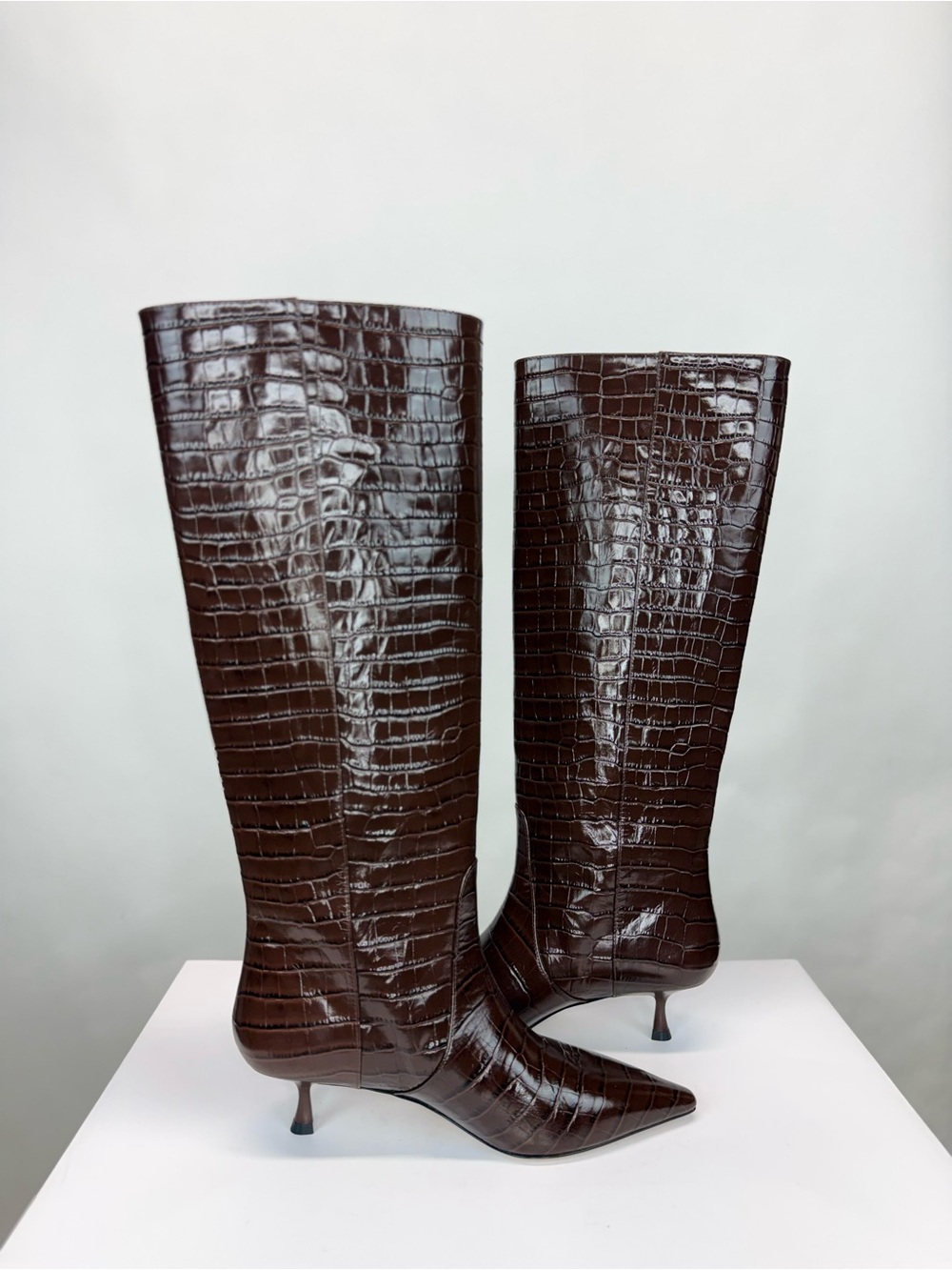 New Stuart Weitzman Naomi 50 High Boot Auburn Brown Sz 8.5 - Picture 11 of 16